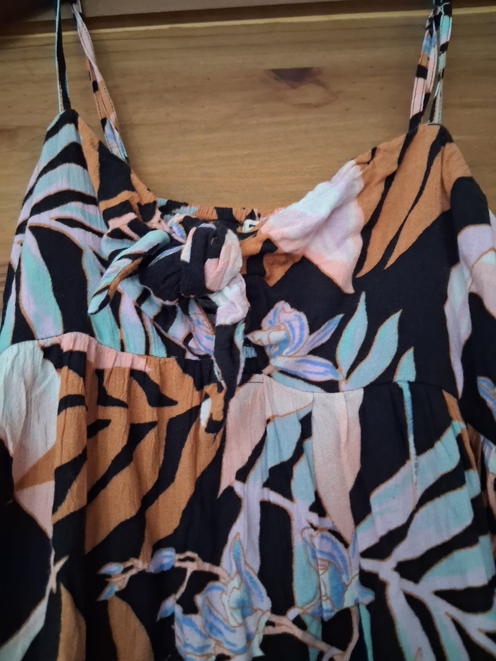Billabong Black Floral Maxi Dress with Peach and Mint Accents - Picture 5 of 10